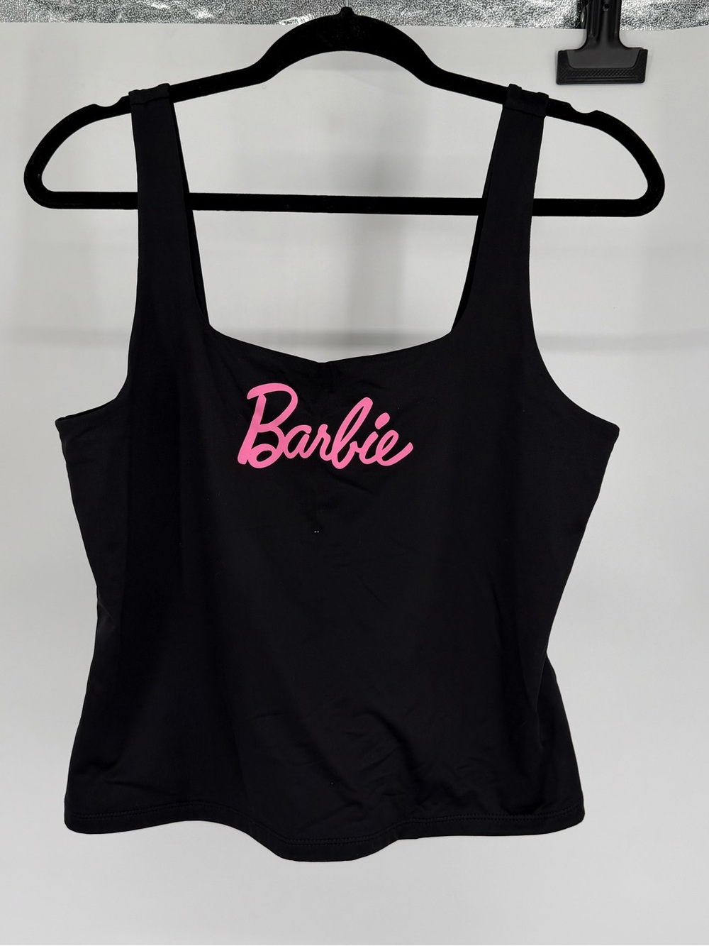 Forever 21 Black Tank Top with Pink Barbie Script